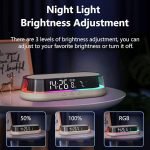 VOILEIPAGI Wireless Charging Digital Alarm Clock 15W, RGB Night Light, Snooze, 12/24H, 3-Level Brightness, Dual Alarm Clock for Heavy Sleepers, Bedroom Bedside Clock - Beige - Image 5