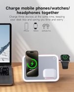 3 in 1 Mirror Foldable Charging Station for Apple Products, Fast Wireless Charger Travel Dock Adapter&Light Compatible with iPhone 15/14/13/12/11/XS,for iWatch Ultra/9/8/7/6/SE/5,Air pods 3/2/Pro/2 - Image 5
