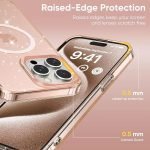 R-fun Crystal Glitter Magnetic Clear Case for iPhone 13 Pro Max, [Anti-Yellowing] [Military Grade Protection] Compatible with iPhone 13 Pro Max (6.7"), Glitter Rose Gold - Image 3