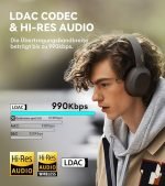 Edifier W820NB Plus Headphones with Hybrid Active Noise Cancellation – LDAC Codec – Hi-Res Audio Wireless & Wired – Quick Charge Function – 49 Hours Playtime – Over Ear Bluetooth V5.2 – Black - Image 2