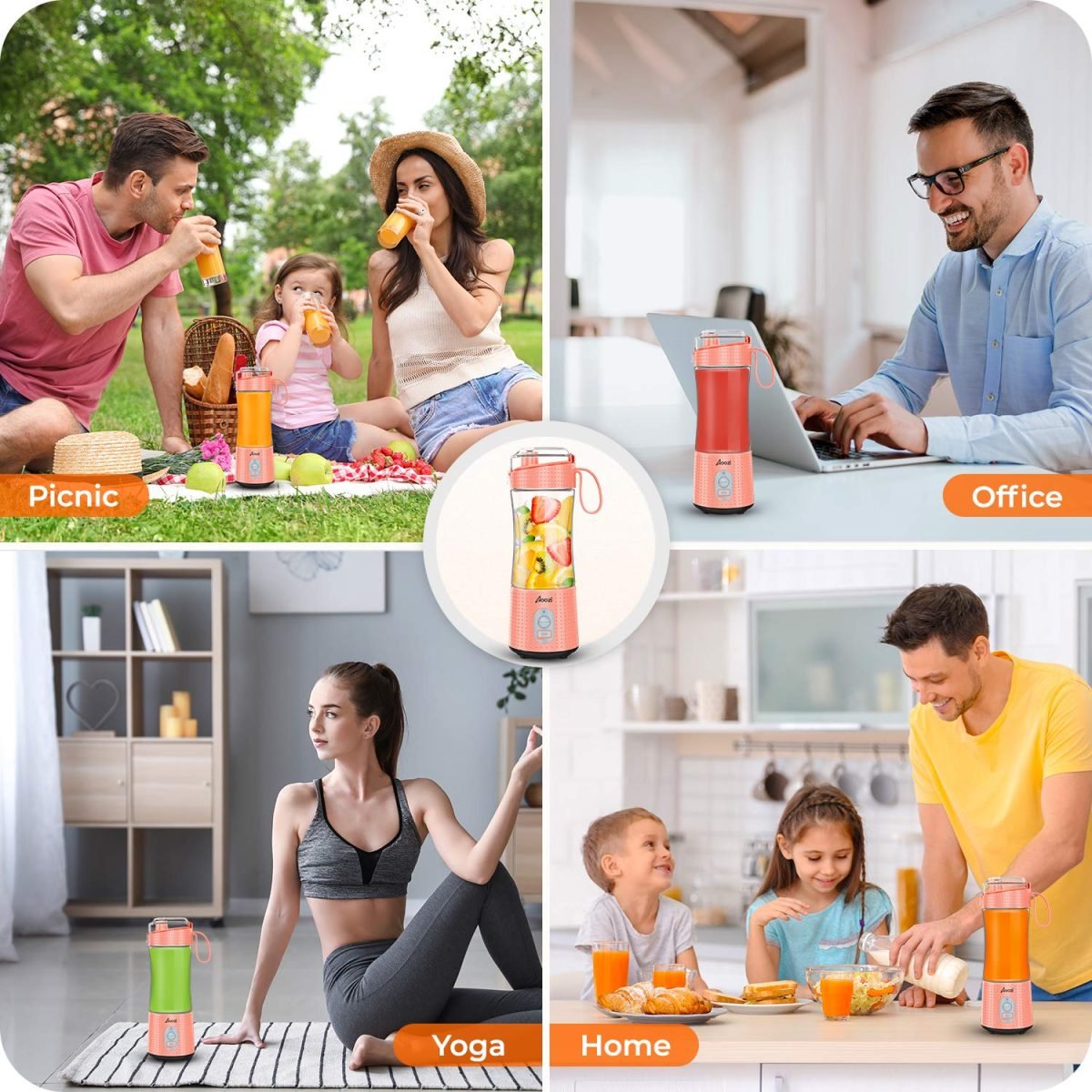 Portable Blenders, Personal Size Blender Smoothies and Shakes, Mini Blender 4000 mAh USB Rechargeable with Six Blades, Handheld Blender Sports,Travel - Image 4