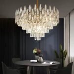 odern Gorgeous K9 Crystal Chandeliers Simplicity Fashian Hotel Lobby Villa Iron Metal Ceiling Light Adjustable Personality Fixtures Lovely - Image 3