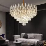 odern Gorgeous K9 Crystal Chandeliers Simplicity Fashian Hotel Lobby Villa Iron Metal Ceiling Light Adjustable Personality Fixtures Lovely