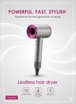 Leafless Hair Dryer (Iron/Fuchsia), with new flyaway attachment with 5 head