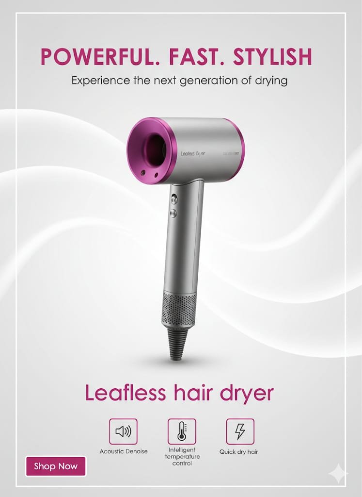 WhatsApp Image 2026-02-12 at 15.07.15 Leafless Hair Dryer (Iron/Fuchsia), with new flyaway attachment with 5 head - Image 1
