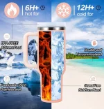 40oz Tumbler Cup & Straw Lid Insulated Stainless Steel Water Bottle Coffee Mug - Image 6