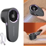 Rechargeable Electric Lint Remover | Sturdy Lint Remover Shaver | Heavy Duty Fabric Shaver | Digital Clothes Shaver | 7.5x7x15.5cm / 3x2.8x6.1 Inches for Removing Bobbles | Beige/Gray