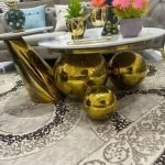 Luxery Marble Modern Round Set of 2 Coffee Table,Center TableStainless Steel Luxury Desktop Sturdy Minimalist Home Furniture for Living Room,A,90CM,50CM - Image 3
