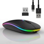 Rechargeable Wireless Mouse, Ergonomic Bluetooth Mouse, 7 Colors Backlit Silent 3DPI Computer Mouse with 2.4GHz USB Receiver - Image 4