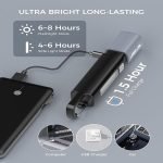 Smiling Shark Torch, G1 Pack of 2 Extremely Bright LED Torch Rechargeable with Side Light & 3 Modes & Zoomable Waterproof 2-in-1 Mini Torches with Hook for Hiking/Emergencies/Camping, Black [Energy Class A] - Image 5