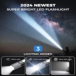 Smiling Shark Torch, G1 Pack of 2 Extremely Bright LED Torch Rechargeable with Side Light & 3 Modes & Zoomable Waterproof 2-in-1 Mini Torches with Hook for Hiking/Emergencies/Camping, Black [Energy Class A] - Image 3