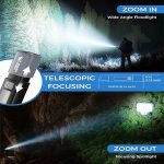 Smiling Shark Torch, G1 Pack of 2 Extremely Bright LED Torch Rechargeable with Side Light & 3 Modes & Zoomable Waterproof 2-in-1 Mini Torches with Hook for Hiking/Emergencies/Camping, Black [Energy Class A] - Image 2