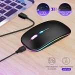 Rechargeable Wireless Mouse, Ergonomic Bluetooth Mouse, 7 Colors Backlit Silent 3DPI Computer Mouse with 2.4GHz USB Receiver - Image 3