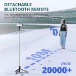 C18 Phone Tripod & Selfie Stick, All in One Extendable Cell Phone Tripod with Wireless Remote, Travel Tripods Stand for iPhone 360° Rotation Compatible with iPhone Android, Camera, Bluetooth Integrated Selfie Stick, Foldable, Black,Maximal length:103 cm - Image 3