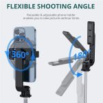 C18 Phone Tripod & Selfie Stick, All in One Extendable Cell Phone Tripod with Wireless Remote, Travel Tripods Stand for iPhone 360° Rotation Compatible with iPhone Android, Camera, Bluetooth Integrated Selfie Stick, Foldable, Black,Maximal length:103 cm - Image 5