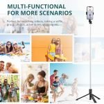 C18 Phone Tripod & Selfie Stick, All in One Extendable Cell Phone Tripod with Wireless Remote, Travel Tripods Stand for iPhone 360° Rotation Compatible with iPhone Android, Camera, Bluetooth Integrated Selfie Stick, Foldable, Black,Maximal length:103 cm - Image 6