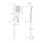 Chrome Shower Riser Rail, Shower Head and 1.5m hose - Image 2