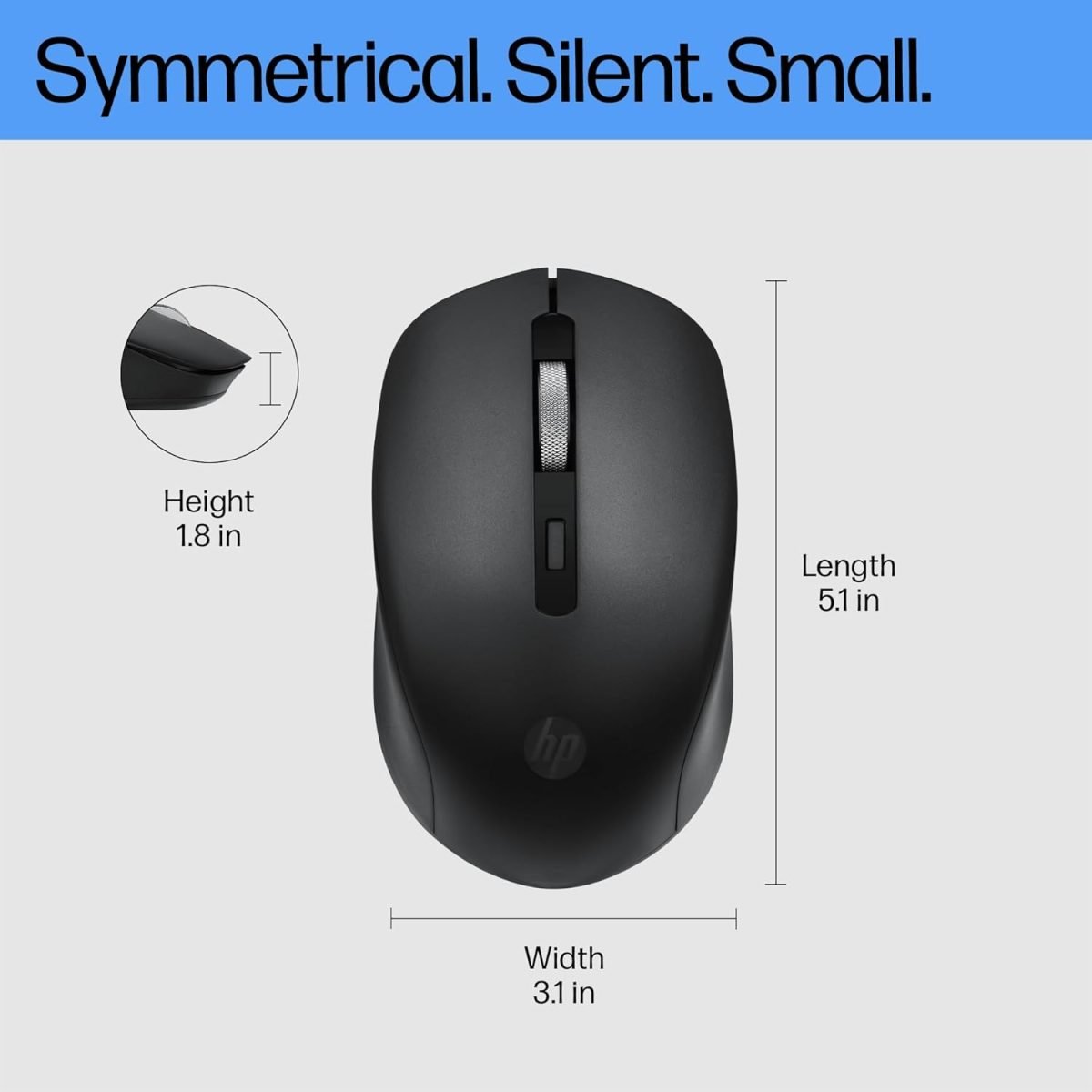 S1000 Plus Wireless USB Mouse, 2.4GHz Wireless Dongle, Up to 1600 DPI, Optical Sensor, Ambidextrous Design, Silent Clicks BlackBlack - Image 6