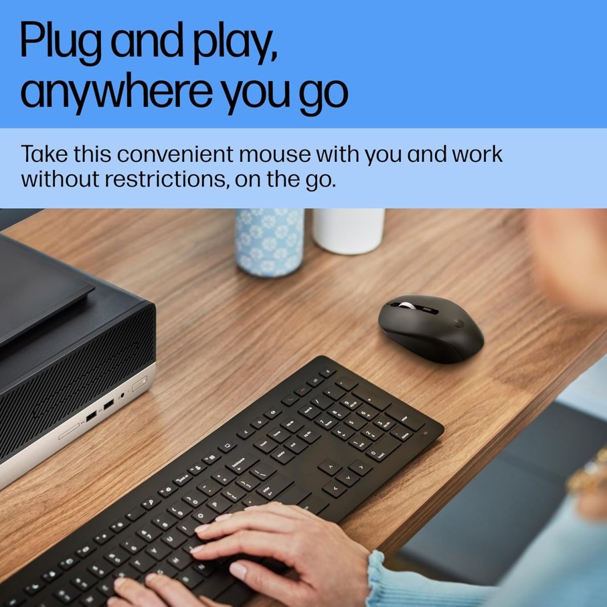 S1000 Plus Wireless USB Mouse, 2.4GHz Wireless Dongle, Up to 1600 DPI, Optical Sensor, Ambidextrous Design, Silent Clicks BlackBlack - Image 7