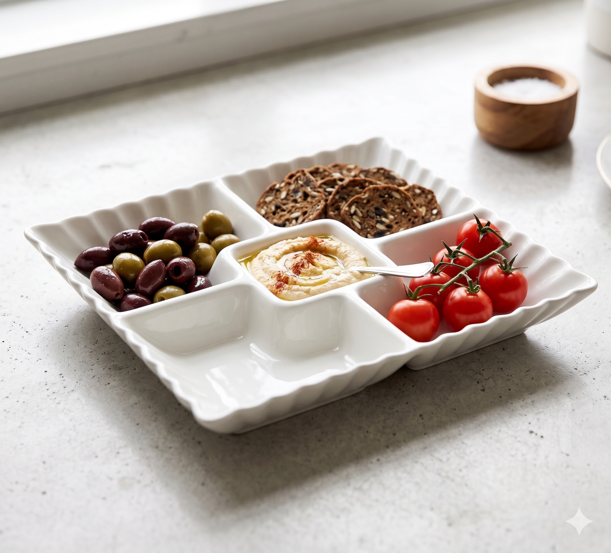 Artisan Divided White Serving Platter - Image 2