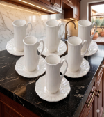 Hebena Elegant Fluted White Porcelain Tea Set – Tall Profile Collection - Image 3