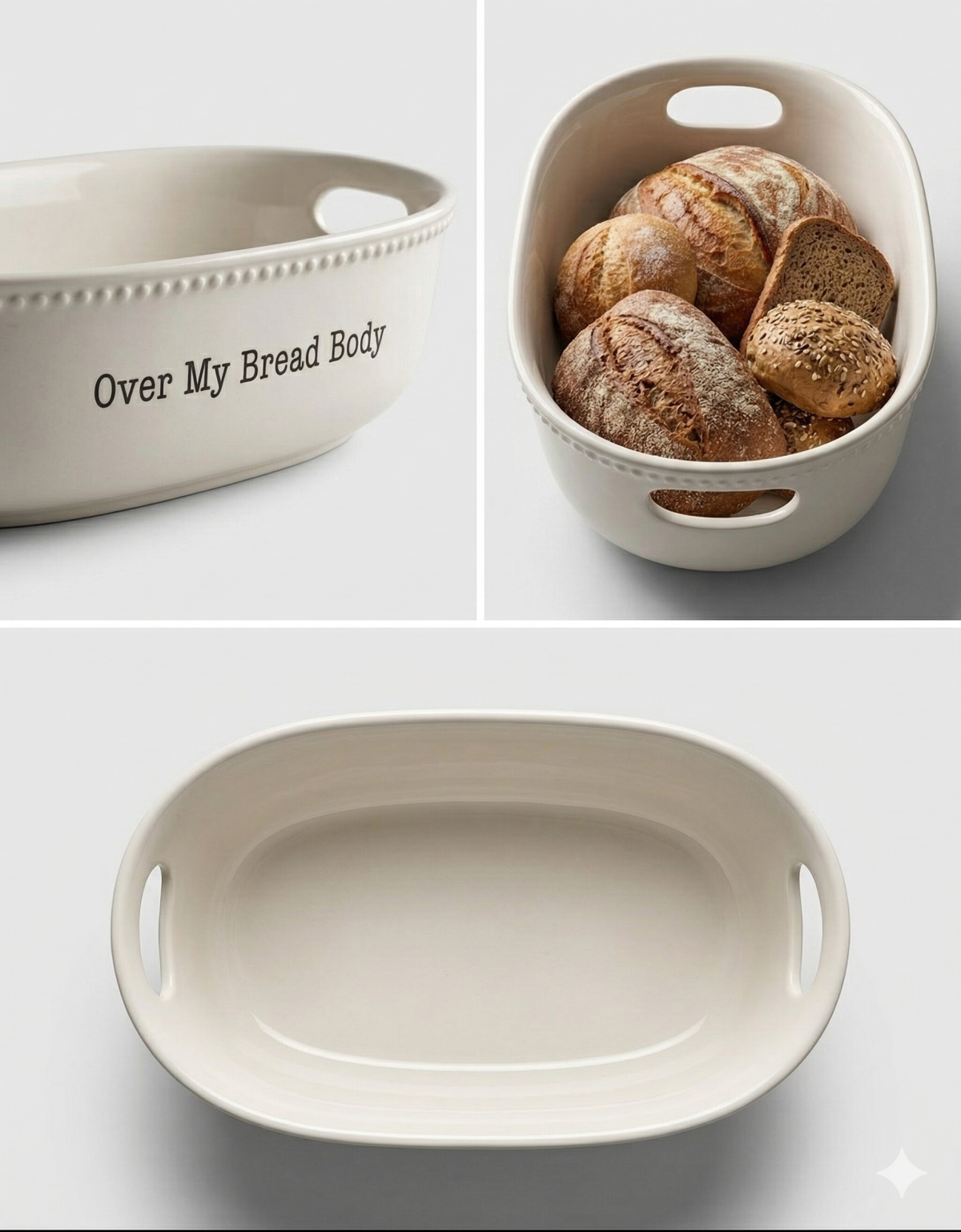 "Over My Bread Body" Handcrafted Ceramic Serving Bread Basket - Image 2
