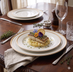 Hebena Aurelia Gold-Rimmed Round Dinnerware Collection, Dininig Plate