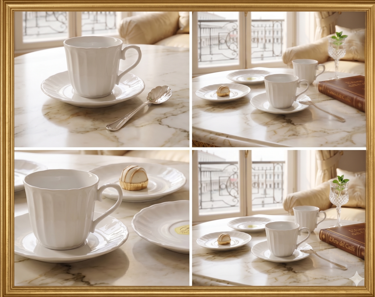 The Parisian Morning: 6-Piece Fine Porcelain Coffee Set - Image 4