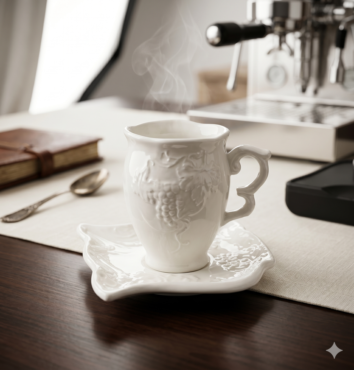 Hebena Château Blanc Embossed Espresso Set - Image 4