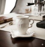 Hebena Château Blanc Embossed Espresso Set - Image 4
