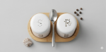 Minimalist Porcelain Salt & Pepper Shaker Set with Bamboo Base - Image 2