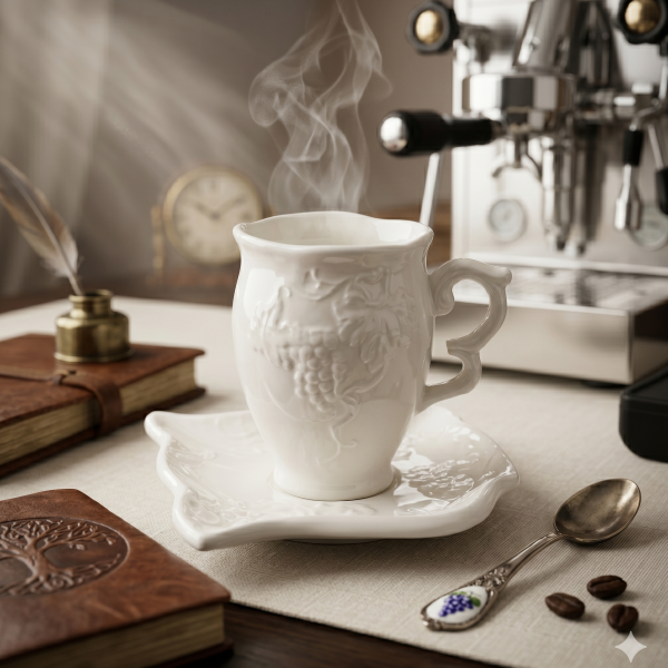 Hebena Château Blanc Embossed Espresso Set