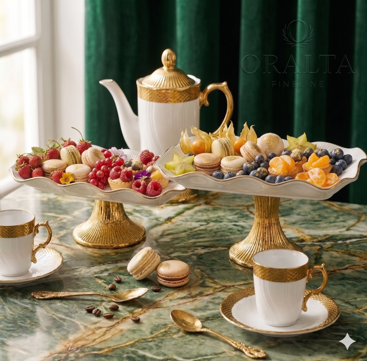 Hebena Regency Gold-Fluted Pedestal Serving Stand - Image 5