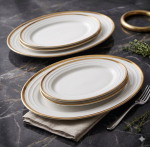 Hebena Aurelia Gold-Rimmed Round Dinnerware Collection, Dininig Plate - Image 3