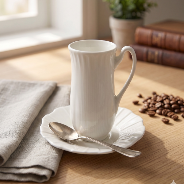 Hebena Elegant Fluted White Porcelain Tea Set – Tall Profile Collection