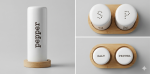 Minimalist Porcelain Salt & Pepper Shaker Set with Bamboo Base - Image 4