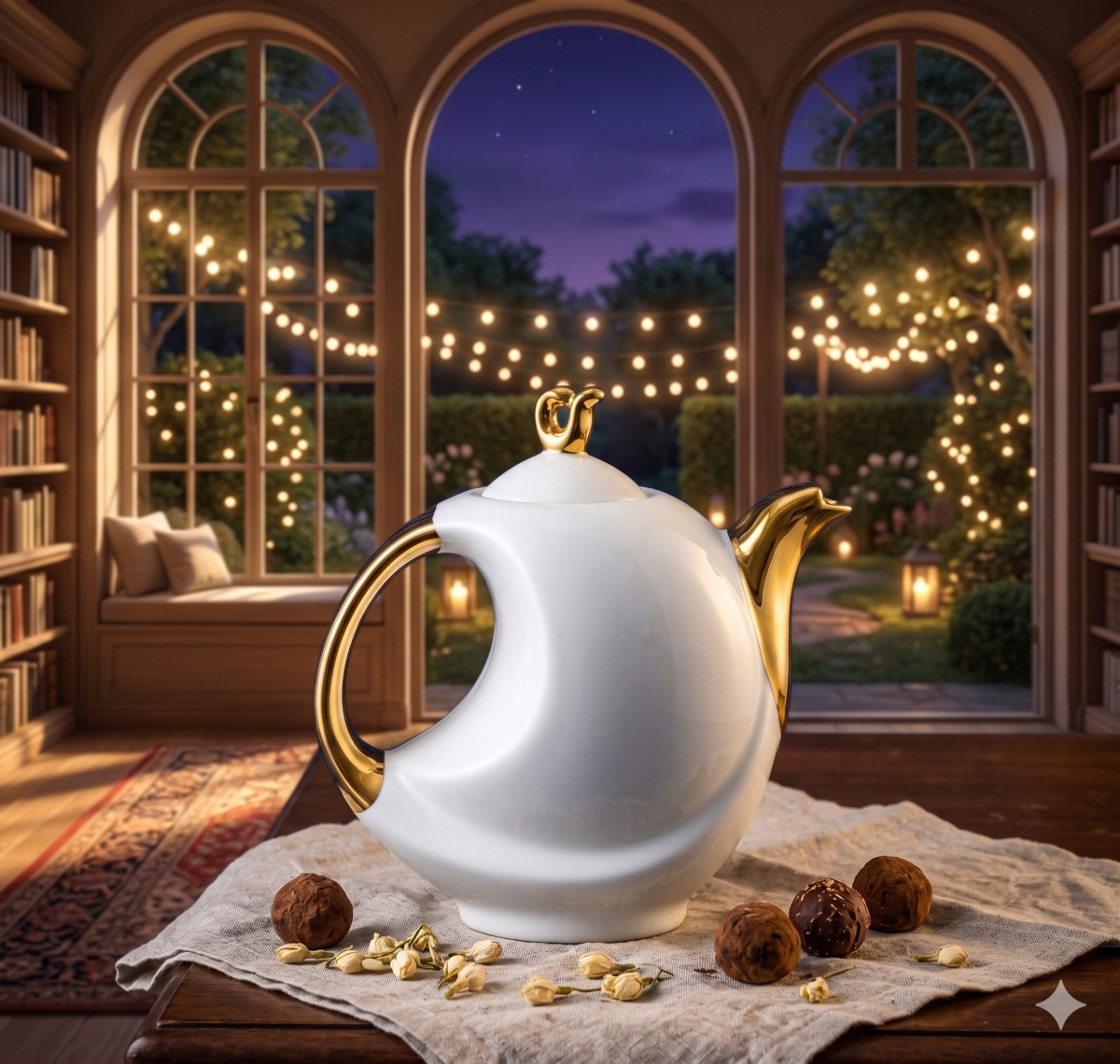 Gemini_Generated_Image_tgkeqatgkeqatgke Hebena The Crescent Gold-Accented Modern Teapot – Minimalist Luxury - Image 1