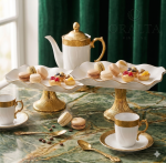 Hebena Regency Gold-Fluted Pedestal Serving Stand