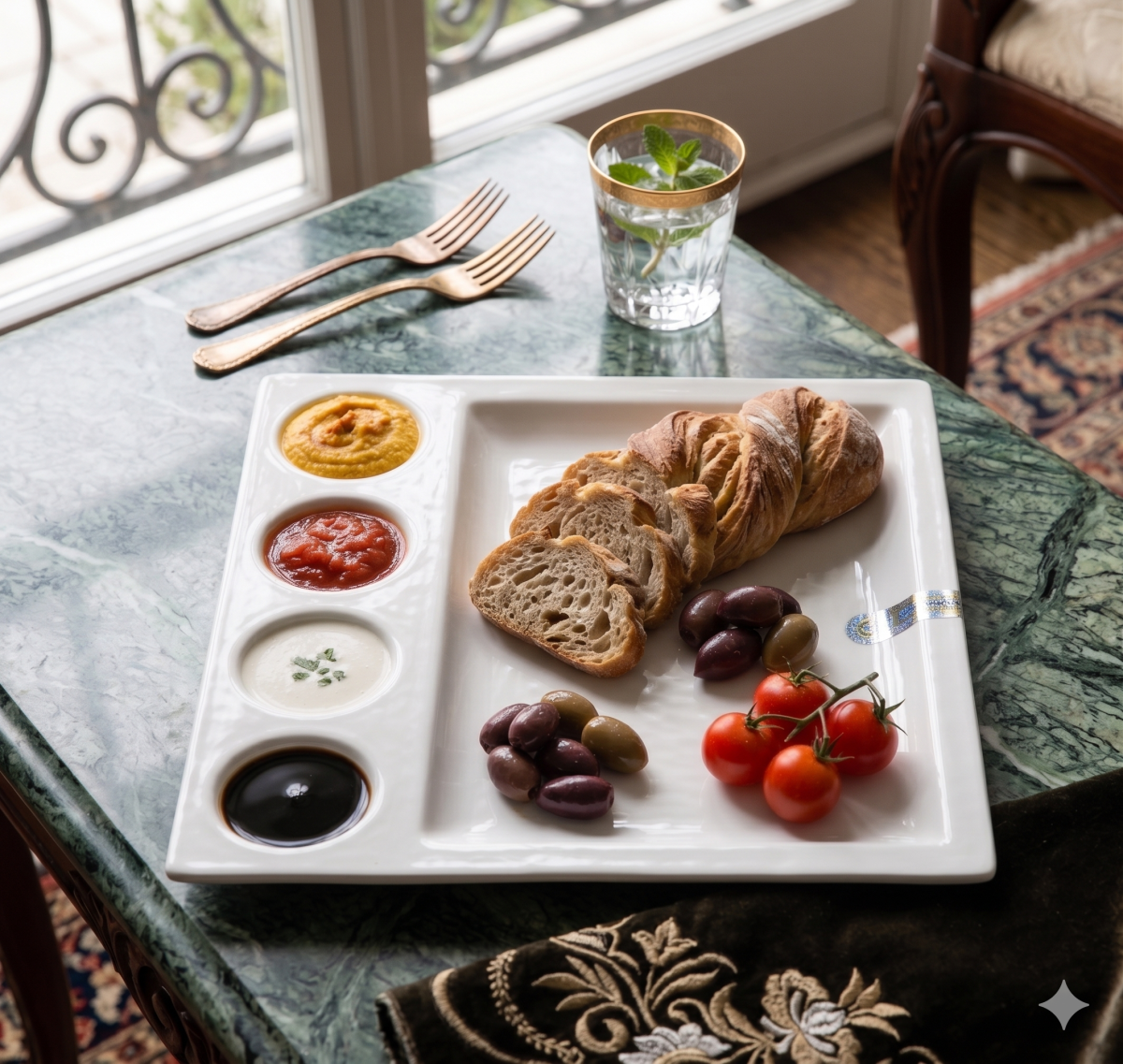 Hebena Artisan Segmented Ceramic Mezze Platter - Image 3