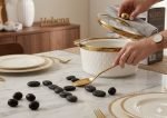 Hebena Luxury Diamond 3-Piece Fine Ceramic Serving Set with Gold Accents - Image 3