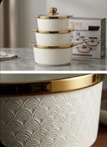 Hebena Luxury 3-Piece Fine Ceramic Serving Set ​Elegant Design: - Image 4