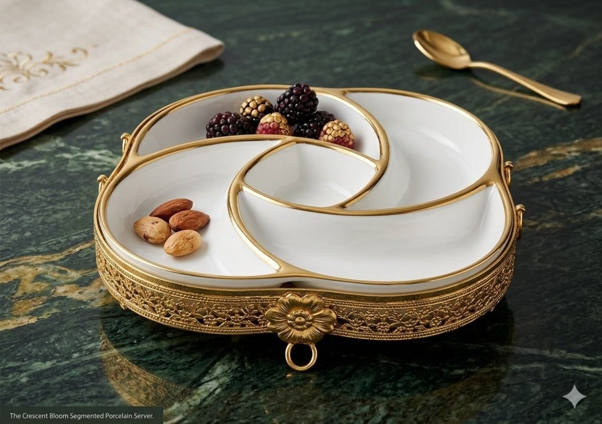 Hebena -The Crescent Bloom Segmented Porcelain Server - Image 2