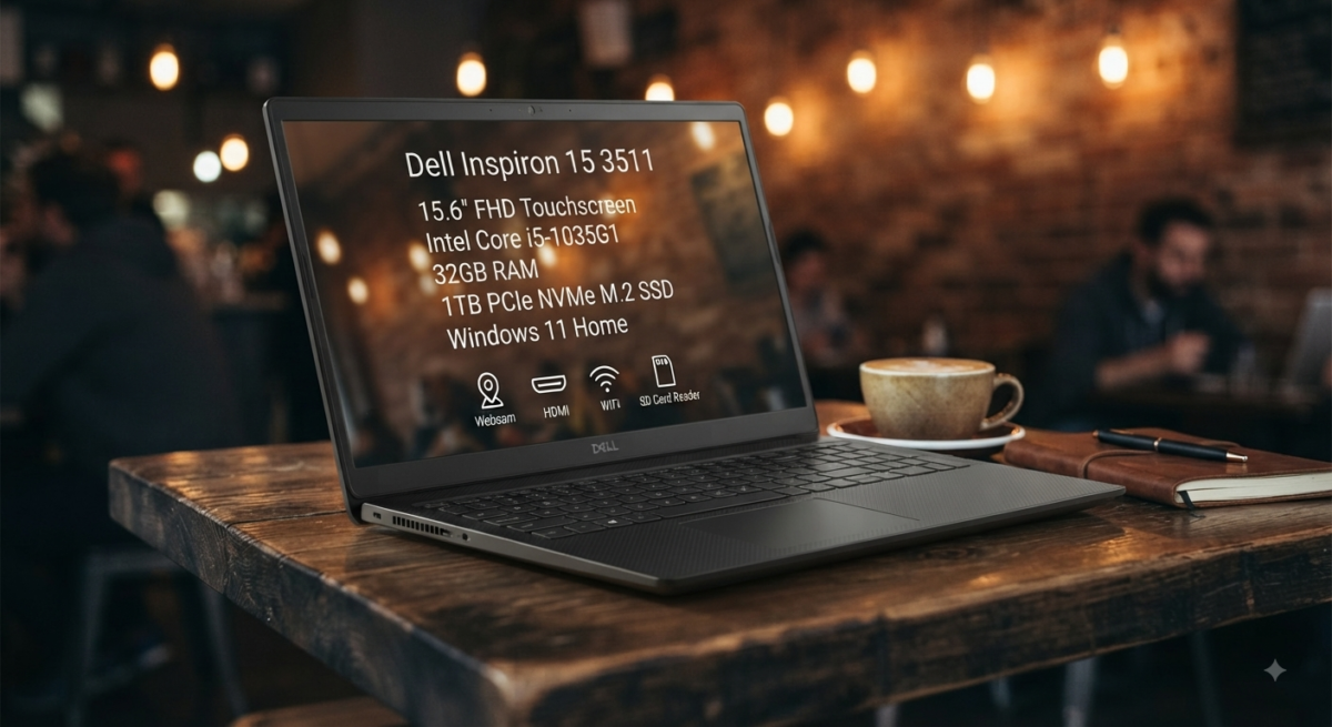 Dell Inspiron 15 3511 Laptop, 15.6" FHD Touchscreen, Intel Core i5-1035G1, 32GB RAM, 1TB PCIe NVMe M.2 SSD, SD Card Reader, Webcam, HDMI, WiFi, Windows 11 Home, Black - Image 2